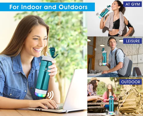 Vista 4 de Botella de agua inteligente con recordatorio para beber agua, luces y sonido, rastreador de ingesta de agua, recargable, plástico Tritan