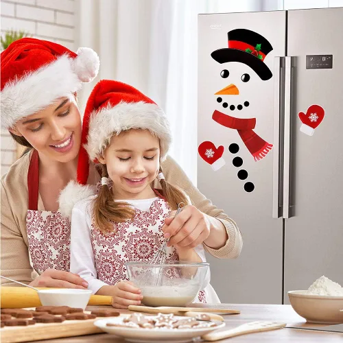 Vista 8 de D-FantiX Juego de 16 imanes de Navidad para refrigerador, diseño de muñeco de nieve, bonitos y divertidos imanes para refrigerador, decoraciones