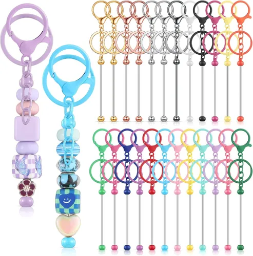 Vista 16 de Tondiamo 24 piezas de barras de llavero con cuentas a granel para kit de fabricación de llaveros, regalos para mujeres y hombres, manualidades DIY