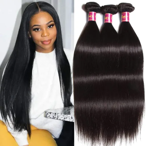 Vista 19 de Cabello 7 a malayo liso, 4 paquetes sin procesar, vírgenes, extensiones de pelo, cabello humano con longitudes mixtas, 100% cabello humano