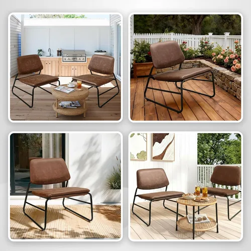 Vista 5 de DAICO Silla decorativa moderna, impermeable, sin brazos, cómodas, tapizadas, con marco de metal, para sala de estar, dormitorio, balcón, jardín