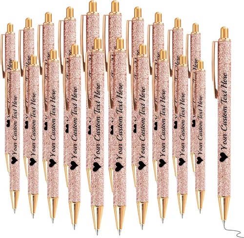 Vista 45 de Bolígrafos con purpurina personalizados con nombre, bolígrafos bonitos y bonitos personalizados, bolígrafos retráctiles de tinta negra, suministros