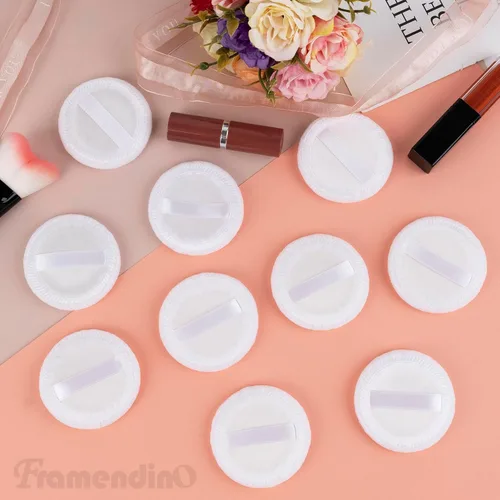 Vista 5 de Framendino, Cutton - Paquete de 10 almohadillas suaves de terciopelo para maquillaje cosmético con cara de cinta