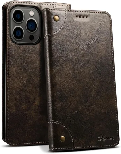 Vista 15 de SINIANL Funda compatible con iPhone 15, funda de piel azul con soporte magnético, soporte para tarjetas de crédito, funda tipo cartera