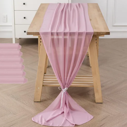 Vista 30 de Paquete de 2 caminos de mesa de gasa de 10 pies de 29 x 120 pulgadas, camino de mesa romántico transparente para boda, fiesta de cumpleaños