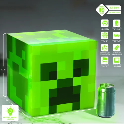 Vista 4 de Minecraft Green Creeper 9 Latas Mini Nevera 6.7L 10.4 x 10 x 10