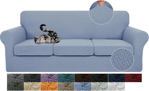 Vista 18 de JIVINER Fundas de sofá de 3 piezas para sofá de 2 cojines, funda elástica para sofá con 2 fundas de cojín de asiento extra grandes, fundas de sofá