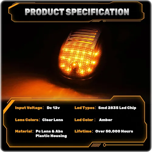 Vista 5 de POPMOTORZ Luces LED de marcador de techo de cabina, 5 piezas de luces de liquidación para Dodge Ram 2003-2018 1500 2500 3500 Pickup Trucks LED Cab