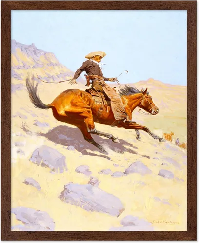 Vista 43 de Poster Master Póster vintage de The Lookout, estampado retro de vaquero, arte occidental, arte del salvaje oeste, arte de equitación, regalo
