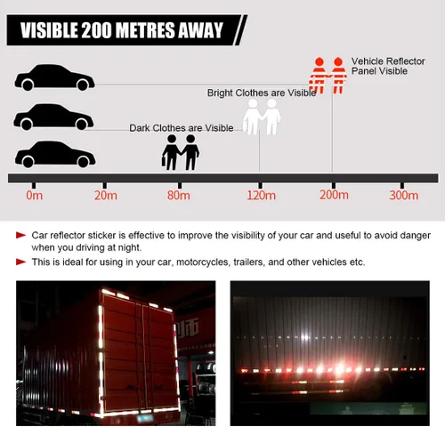 Vista 7 de Swpeet Reflector rectangular de plástico rojo universal adhesivo para coche, reflectores de puerta, reflectores de puerta para interior rojo, placa
