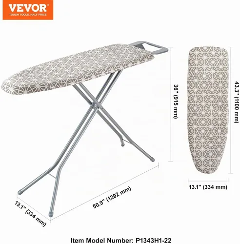 Vista 8 de VEVOR Tabla de Planchar con Superficie de Planchar Grande de 51 x 13 Pulgadas, Tabla de Planchar con 4 Capas Gruesas con Cubierta Resistente al