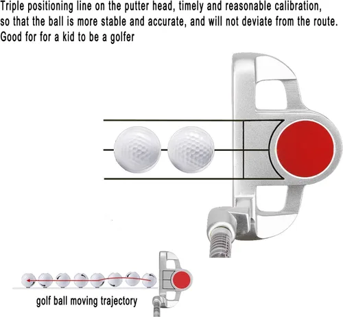Vista 3 de Acstar - Putter de golf Junior para interiores y exteriores, para diestros, 3 tamaños para elegir libremente (rojo, 27 pulgadas)