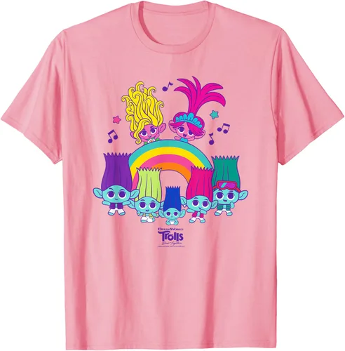 Vista 45 de Camiseta DreamWorks Trolls Band Together BroZone Poppy Viva Rainbow Negro