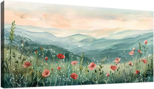 Vista 11 de Tucai Decor Lienzo decorativo para decoración de la mañana amanecer árboles verdes paisaje, sol sobre bosque, fotografía impresa en lienzo