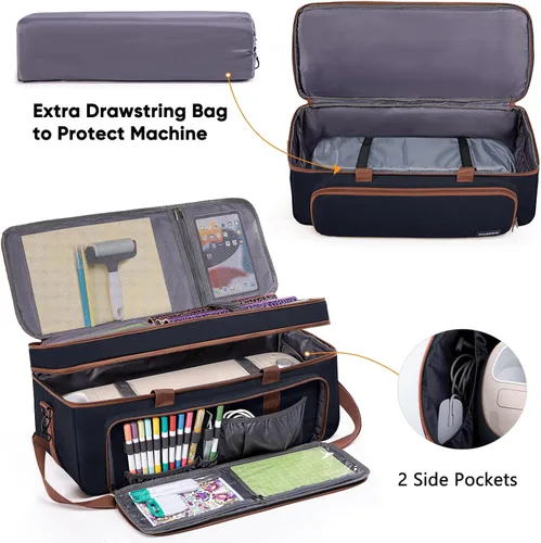 Vista 5 de IMAGINING Estuche de transporte para Cricut Maker 3, Maker 4, Bolsa de máquina de doble capa con cubierta para Cricut Explore 4, Explore 3, Explore