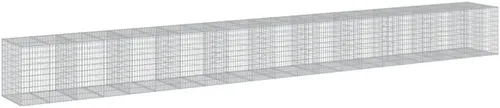 Vista 64 de vidaXL Cesta de gavión con tapa, 39.4 x 19.7 x 39.4 pulgadas, hierro galvanizado rectangular, resistente a la intemperie, montaje sin herramientas