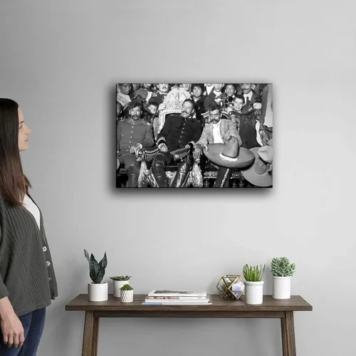 Vista 4 de QFART Póster de arte en lienzo para pared, diseño de líderes revolucionarios mexicanos, Pancho Villa y Emiliano Zapata, impresiones para dormitorio