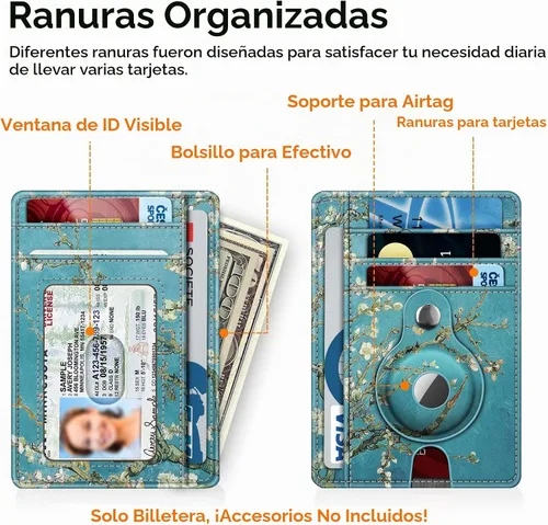 Vista 2 de SITHON Cartera delgada minimalista con bolsillo frontal con soporte integrado, soporte para tarjetas de crédito con bloqueo RFID con ventana