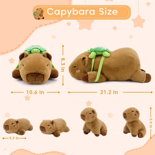 Vista 11 de SQEQE Capybara - Peluches con bebés, almohada de felpa suave Capibara