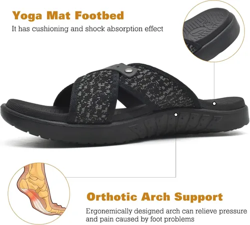 Vista 2 de ONCAI Sandalias cruzadas para hombre, soporte de arco, sandalias deportivas con plantilla ortopédica para fascitis plantar