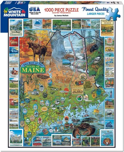 Vista 3 de White Mountain Rompecabezas de 1000 piezas con mapas estatales, piezas grandes, regalo para adultos y familia, 24 x 30 pulgadas, Best Of Maine