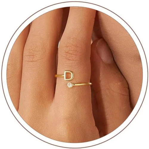 Vista 11 de Anillos Turandoss para Mujeres y Niñas - Delicados anillos ajustables chapados en oro de 14K sin decoloración para mujeres y adolescentes, anillos