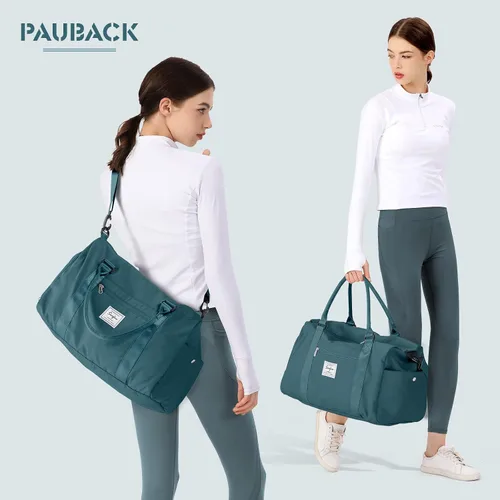Vista 2 de Bolsa de gimnasio para mujeres y hombres bolsa de viaje deportiva con compartimento para zapatos y bolsillo húmedo A-pavo real-azul