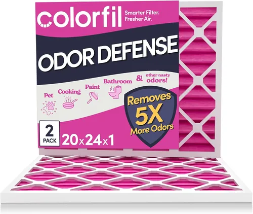 Vista 44 de Colorfil - Filtro de aire de 12 x 12 x 1 pulgadas, filtros que cambian de color para olores de gatos y perros, filtro de aire acondicionado MERV 8