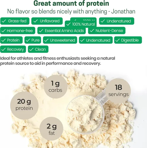 Vista 5 de Z Natural Foods Concentrado de proteína de suero alimentado con pasto - Polvo de proteína de suero limpio de Nueva Zelanda - Proteína de suero pura