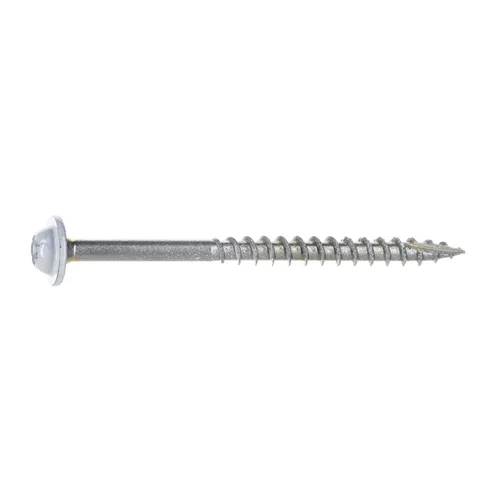 Vista 10 de Tornillos blancos SaberDrive #9 x 1-1/2" para gabinete, 1 libra, aprox. 143 piezas, tornillos de madera duraderos, rosca dentada para una fijación