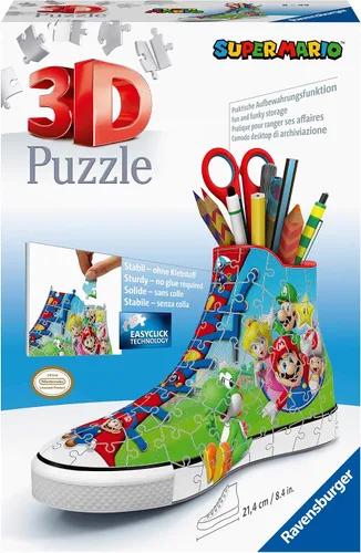 Vista 7 de Ravensburger - Super Mario Sneaker - Rompecabezas 3D - Construye una zapatilla de tamaño completo con ilustraciones clásicas de Mario - 108 piezas