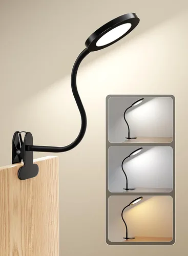 Vista 7 de deeloop Luz LED con clip, 100% infinita regulable para libros de lectura en cabecera de cama, lámpara de escritorio de control táctil de 450 lm