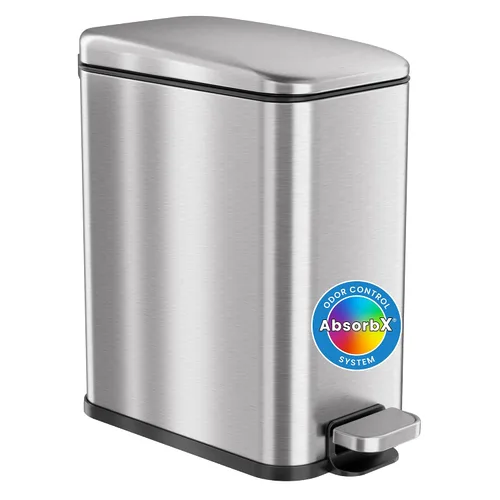 Vista 6 de iTouchless AutoStep - Cubo de basura con sensor de pasos con sistema de filtro de olor, 13 galones, cubo de basura de cocina, acero inoxidable