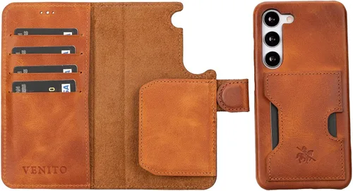 Vista 23 de Venito Florence - Funda de piel compatible con Samsung Galaxy S9, extra segura con bloqueo RFID, cartera desmontable para teléfono (gris decolorado)