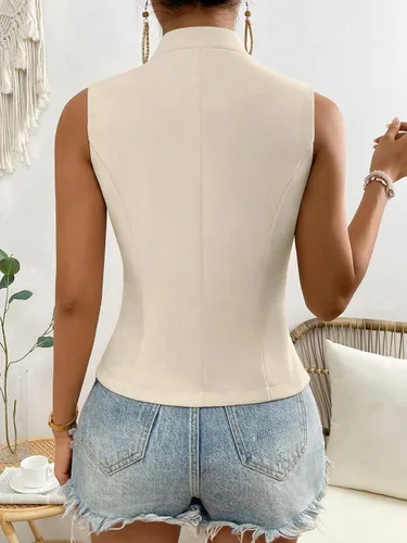 Vista 2 de SOLY HUX Women's Waistcoat Vest V Neck Sleeveless Button Front Summer Casual Blazer Jackets