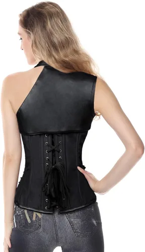 Vista 3 de Corsé con cierre Steampunk para mujer, gótico, con estructura de acero resistente, pesado de Charmian