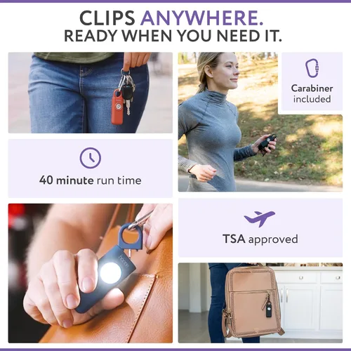 Vista 7 de HOOTIE Alarma de seguridad personal para mujeres, hombres y niños — Llavero de alarma personal de 130 dB, llavero de alarma de seguridad con luz