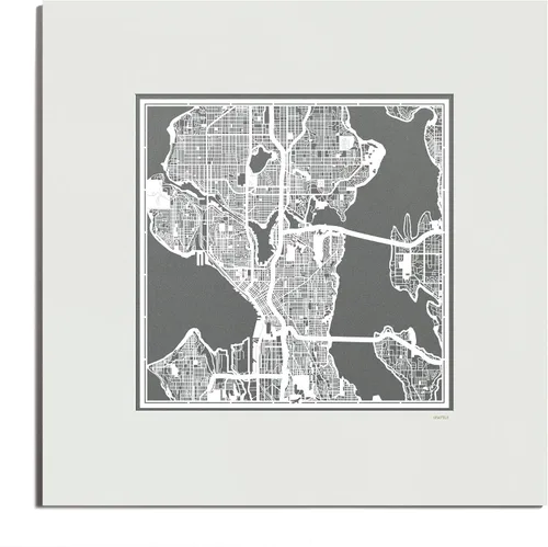 Vista 191 de O3 Design Studio San Diego, CA Paper Cut Map Matted Grey 20x20 in Paper Art