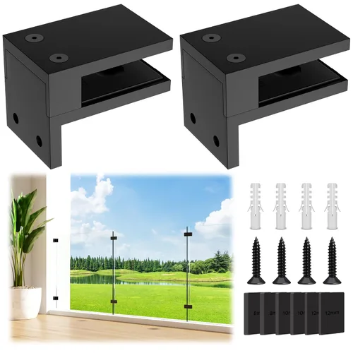 Vista 13 de LukLoy Abrazadera de Barandilla, Soporte de Acero Inoxidable 304 Negro para Barandilla de Balaustrada de Vidrio Valla de Piscina (1, 90 Grados)