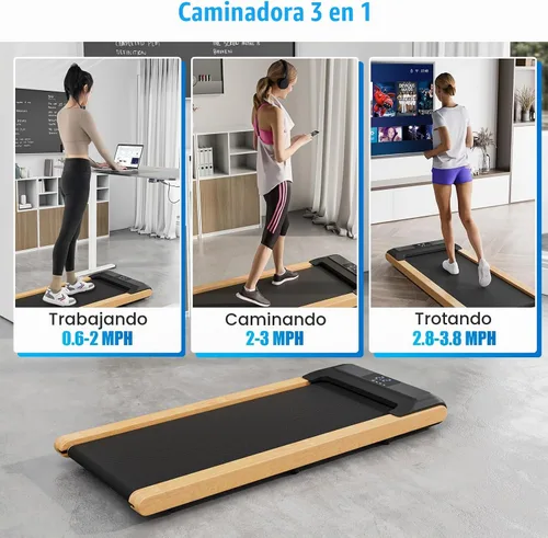 Vista 2 de GYMAX Almohadilla para caminar, caminadora de 2.25 HP para debajo del escritorio con control de aplicación inteligente, pantalla LED y cinturón