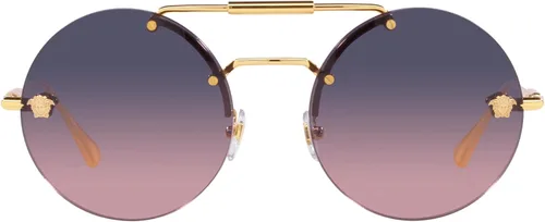 Vista 3 de Versace Gafas de sol para mujer marco dorado lentes de color azul degradado rosa 2205in