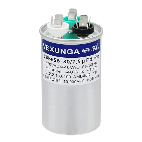 Vista 77 de VEXUNGA Capacitor Dual de Arranque Redondo A/C de 50/5 uF 50+5 MFD 370VAC o 440VAC CBB65 CBB65B Capacitores de Aire Acondicionado para Motor
