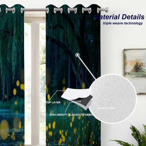 Vista 118 de Batmerry American Flag Ink Dot Blackout Tier Curtains, Red Blue White Stars Abstract Thermal Insulated Half Curtain Rod Pocket Small Valance for
