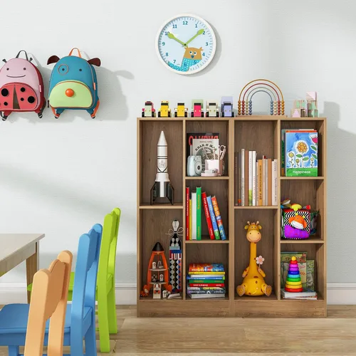 Vista 2 de Costzon 5-Cube Kids Bookshelf, 41” Tall Wooden Toy Storage Organizer for Books Toys, 3-Tier Storage Cabinet, Bookcase for Kids Room, Playroom