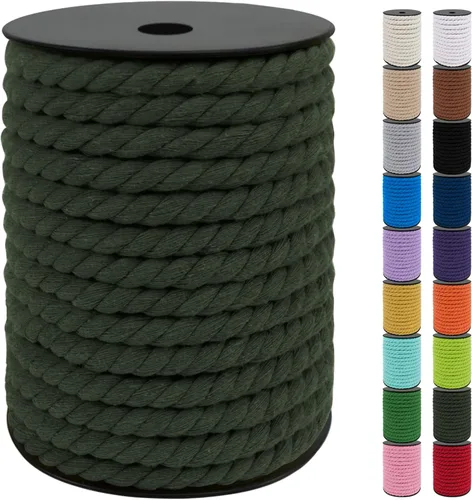 Vista 42 de JeogYong Cordón de algodón de 10mm, 22.86 metros de cuerda natural para macramé, hilo de 3 hebras torcido, cuerda para macramé para manualidades
