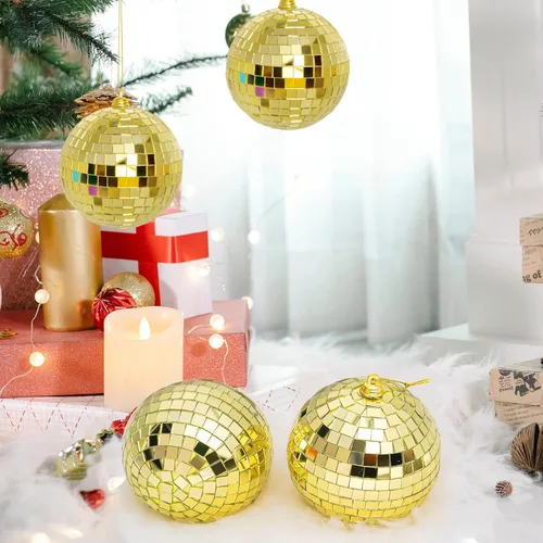Vista 7 de 2 Piezas de Bolas de Espejo de Discoteca Bolas Colgantes para Efecto de Luz de DJ de Discoteca de los 50s 60s 70s Fiesta Decoración del Hogar