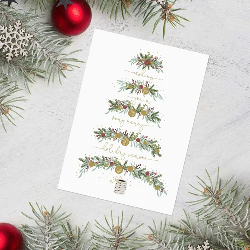 Vista 4 de Between The Branches Tarjetas Navideñas con Lámina Dorada / 16 Tarjetas de Navidad en Caja con Sobres Forrados de Lámina / 5 5/8" x 7 7/8" Tarjetas