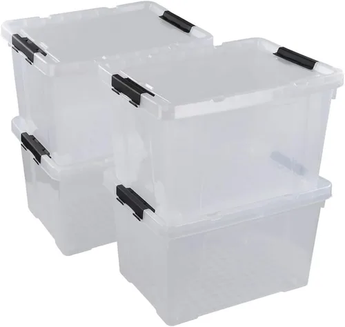 Vista 8 de Pekky Contenedor de plástico transparente de 22 cuartos de galón con tapa y rueda, 6 paquetes