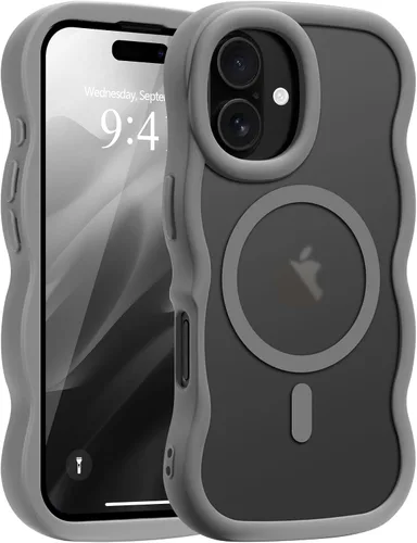 Vista 87 de Pepmune - Funda para iPhone 12 Pro Max con marco ondulado y estructura rígida, color mate claro, cubierta trasera unisex, compatible con Magsafe