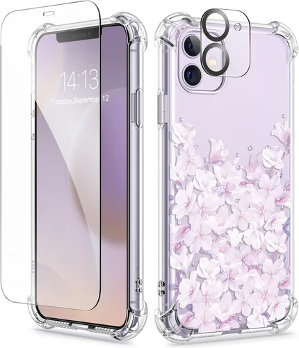 Vista 139 de GVIEWIN - Funda para iPhone 11 con protector de pantalla + protector de lente de cámara, cubierta protectora transparente suave de poliuretano